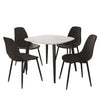 Aspen - Gloss White Sintered Stone Square Table & 4 Black Curve Chairs (Self Assembly) (DHD) Image 1
