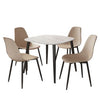 Aspen - Gloss White Sintered Stone Square Table & 4 Calico Curve Chairs (Self Assembly) (DHD) Image 1