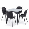 Aspen - Gloss White Sintered Stone Square Table & 4 Carnaby Black Chairs (Self Assembly) (DHD) Image 1