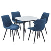 Aspen - Gloss White Sintered Stone Square Table & 4 Diamond Stitch Blue Cord Fabric Chairs (Self Assembly) (DHD) Image 1