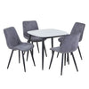 Aspen - Gloss White Sintered Stone Square Table & 4 Diamond Stitch Grey Fabric Chairs (Self Assembly) (DHD) Image 1