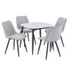 Aspen - Gloss White Sintered Stone Square Table & 4 Diamond Stitch Light Grey Cord Fabric Chairs (Self Assembly) (DHD) Image 1
