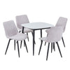 Aspen - Gloss White Sintered Stone Square Table & 4 Diamond Stitch Natural Fabric Chairs (Self Assembly) (DHD) Image 1