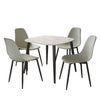 Aspen - Gloss White Sintered Stone Square Table & 4 Light Grey Curve Chairs (Self Assembly) (DHD) Image 1