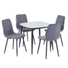 Aspen - Gloss White Sintered Stone Square Table & 4 Straight Stitch Grey Chairs (Self Assembly) (DHD) Image 1