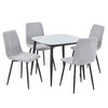 Aspen - Gloss White Sintered Stone Square Table & 4 Straight Stitch Light Grey Cord Chairs (Self Assembly) (DHD) Image 1