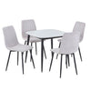 Aspen - Gloss White Sintered Stone Square Table & 4 Straight Stitch Natural Chairs (Self Assembly) (DHD) Image 1