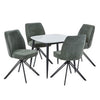 Aspen - Gloss White Sintered Stone Square Table & 4 Swivel Green Cord Fabric Chairs (Self Assembly) (DHD) Image 1