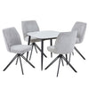 Aspen - Gloss White Sintered Stone Square Table & 4 Swivel Light Grey Cord Fabric Chairs (Self Assembly) (DHD) Image 1