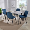 Aspen - Grey Oak Rectangular Table & 4 Diamond Stitch Blue Cord Fabric Chairs (Self Assembly) (DHD) Image 1