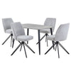 Aspen - Grey Oak Rectangular Table & 4 Swivel Light Grey Cord Fabric Chairs (Self Assembly) (DHD) Image 1
