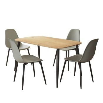 Aspen - Light Oak Rectangular Table & 4 Light Grey Curve Chairs (Self Assembly) (DHD) Image 1