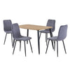 Aspen - Light Oak Rectangular Table & 4 Straight Stitch Grey Chairs (Self Assembly) (DHD) Image 1