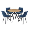 Aspen - Light Oak Round Table & 4 Diamond Stitch Blue Cord Fabric Chairs (Self Assembly) (DHD) Image 1
