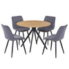Aspen - Light Oak Round Table & 4 Diamond Stitch Grey Fabric Chairs (Self Assembly) (DHD) Image 1