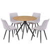 Aspen - Light Oak Round Table & 4 Diamond Stitch Natural Fabric Chairs (Self Assembly) (DHD) Image 1