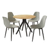 Aspen - Light Oak Round Table & 4 Light Grey Curve Chairs (Self Assembly) (DHD) Image 1