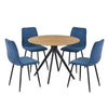 Aspen - Light Oak Round Table & 4 Straight Stitch Blue Cord Chairs (Self Assembly) (DHD) Image 1