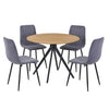 Aspen - Light Oak Round Table & 4 Straight Stitch Grey Chairs (Self Assembly) (DHD) Image 1