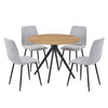 Aspen - Light Oak Round Table & 4 Straight Stitch Light Grey Cord Chairs (Self Assembly) (DHD) Image 1