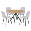 Aspen - Light Oak Round Table & 4 Straight Stitch Natural Chairs (Self Assembly) (DHD) Image 1
