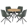 Aspen - Light Oak Round Table & 4 Swivel Green Cord Fabric Chairs (Self Assembly) (DHD) Image 1