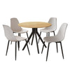 Aspen - Light Oak Round Table & 4 White Curve Chairs (Self Assembly) (DHD) Image 1