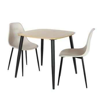 Aspen - Light Oak Square Table & 2 Calico Curve Chairs (Self Assembly) (DHD) Image 1