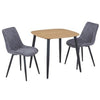 Aspen - Light Oak Square Table & 2 Diamond Stitch Grey Fabric Chairs (Self Assembly) (DHD) Image 1