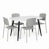 Aspen - White Rectangular Table & 4 Academy Light Grey Chairs (Self Assembly) (DHD) Image 1