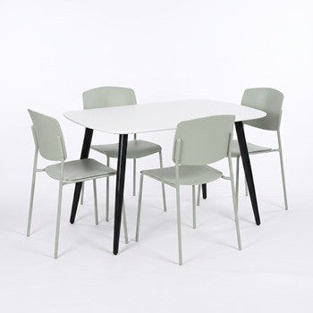 Aspen - White Rectangular Table & 4 Academy Sage Green Chairs (Self Assembly) (DHD) Image 1