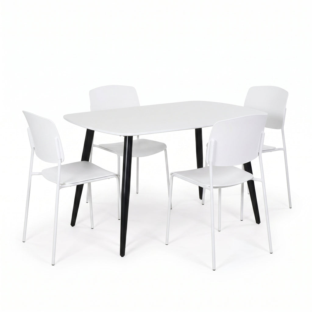 Aspen - White Rectangular Table & 4 Academy White Chairs (Self Assembly) (DHD) Image 1