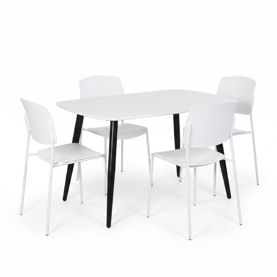Aspen - White Rectangular Table & 4 Academy White Chairs (Self Assembly) (DHD) Image 1