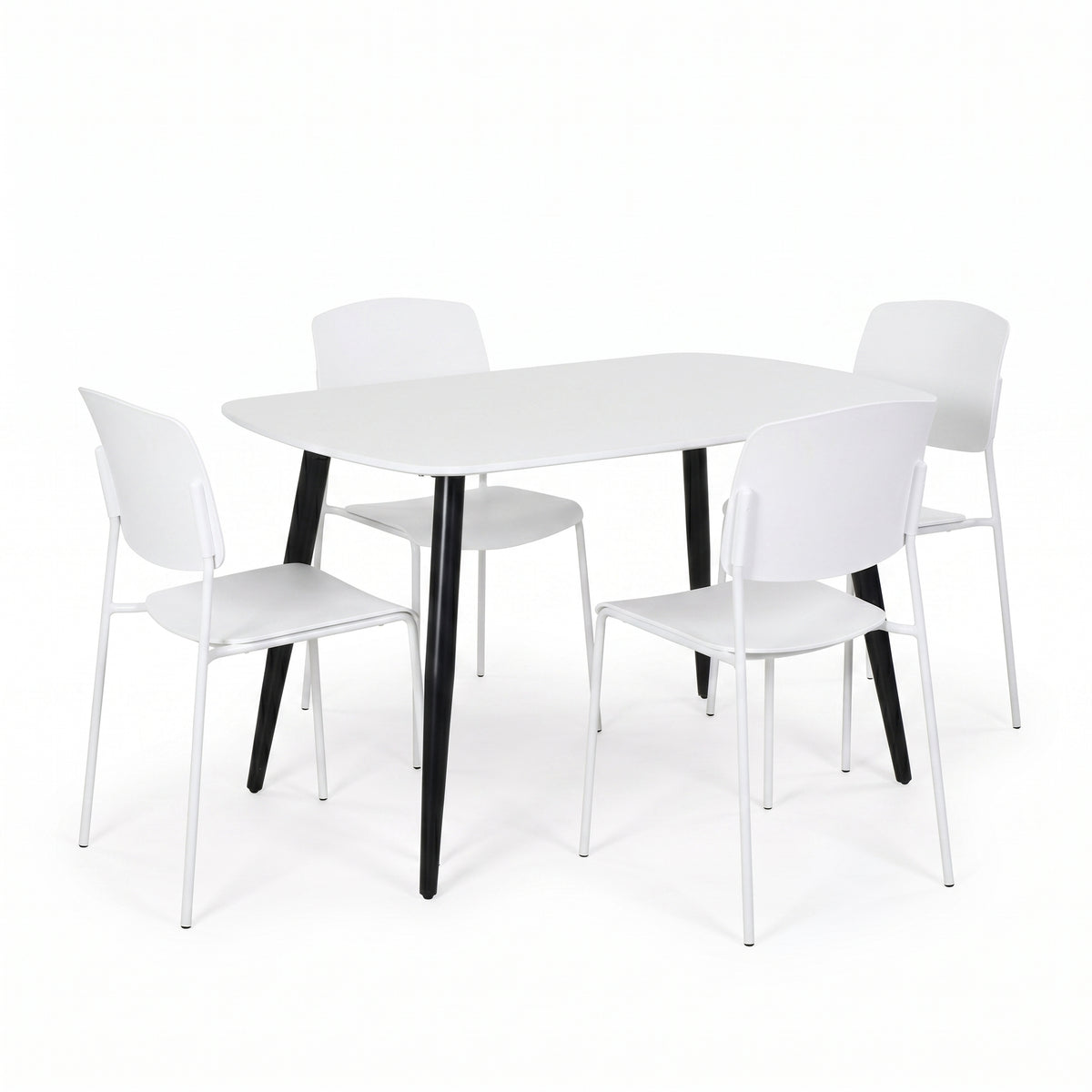 Aspen - White Rectangular Table & 4 Academy White Chairs (Self Assembly) (DHD) Image 1