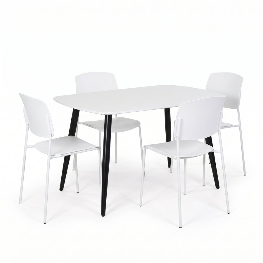 Aspen - White Rectangular Table & 4 Academy White Chairs (Self Assembly) (DHD) Image 1