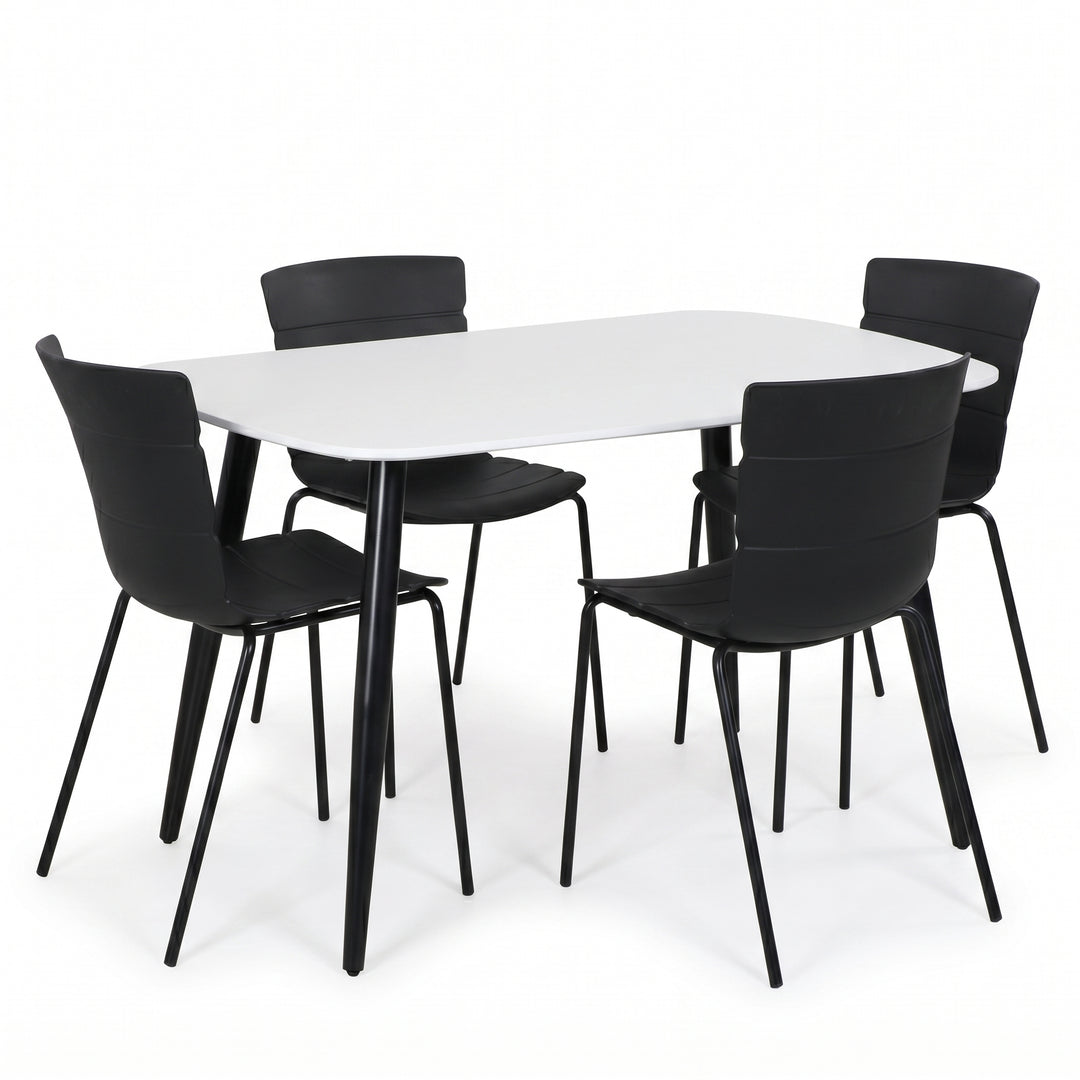 Aspen - White Rectangular Table & 4 Bali Black Chairs (Self Assembly) (DHD) Image 1
