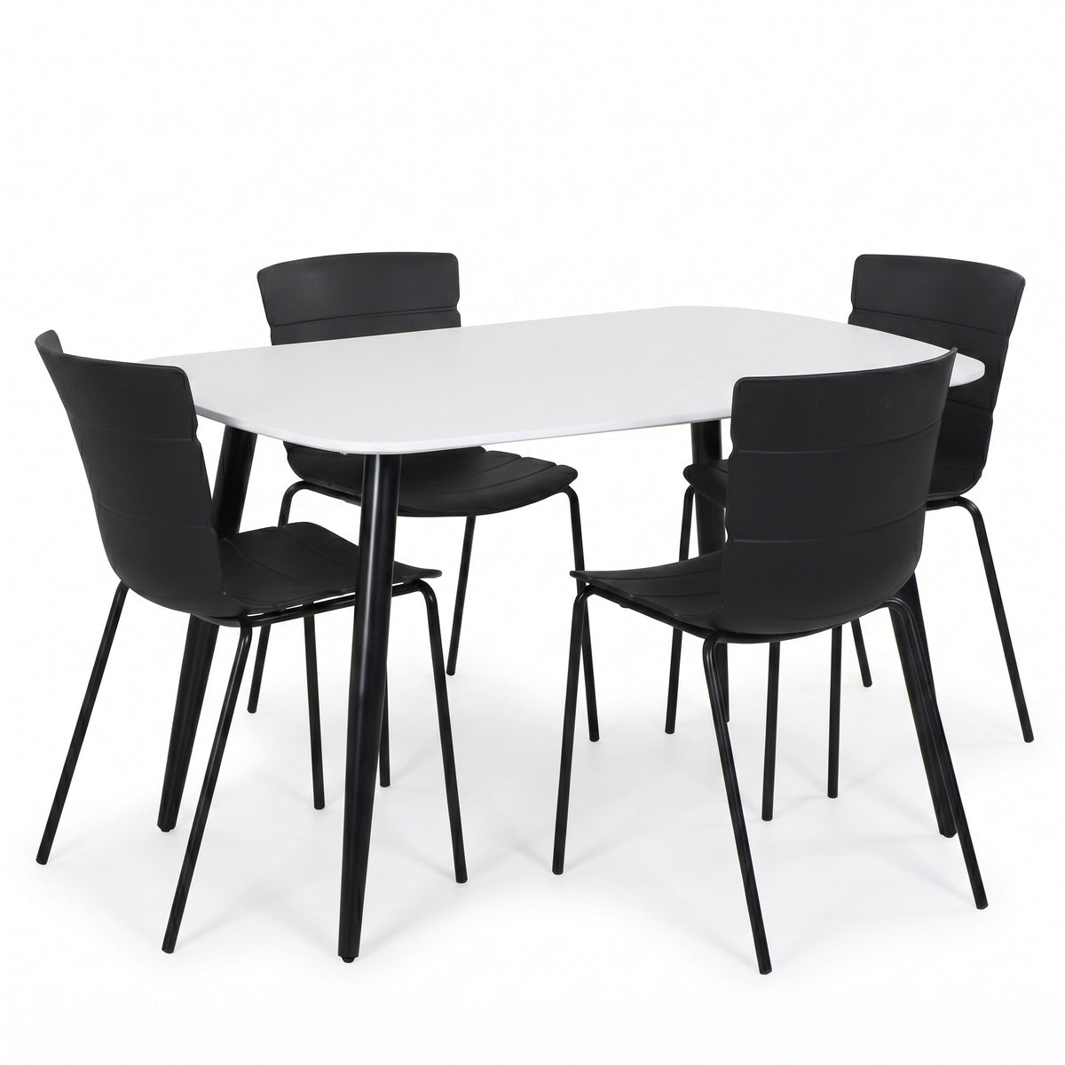 Aspen - White Rectangular Table & 4 Bali Black Chairs (Self Assembly) (DHD) Image 1