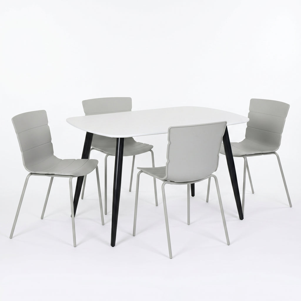 Aspen - White Rectangular Table & 4 Bali Light Grey Chairs (Self Assembly) (DHD) Image 1