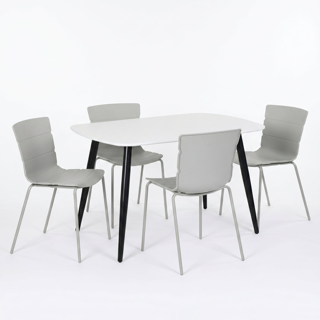 Aspen - White Rectangular Table & 4 Bali Light Grey Chairs (Self Assembly) (DHD) Image 1
