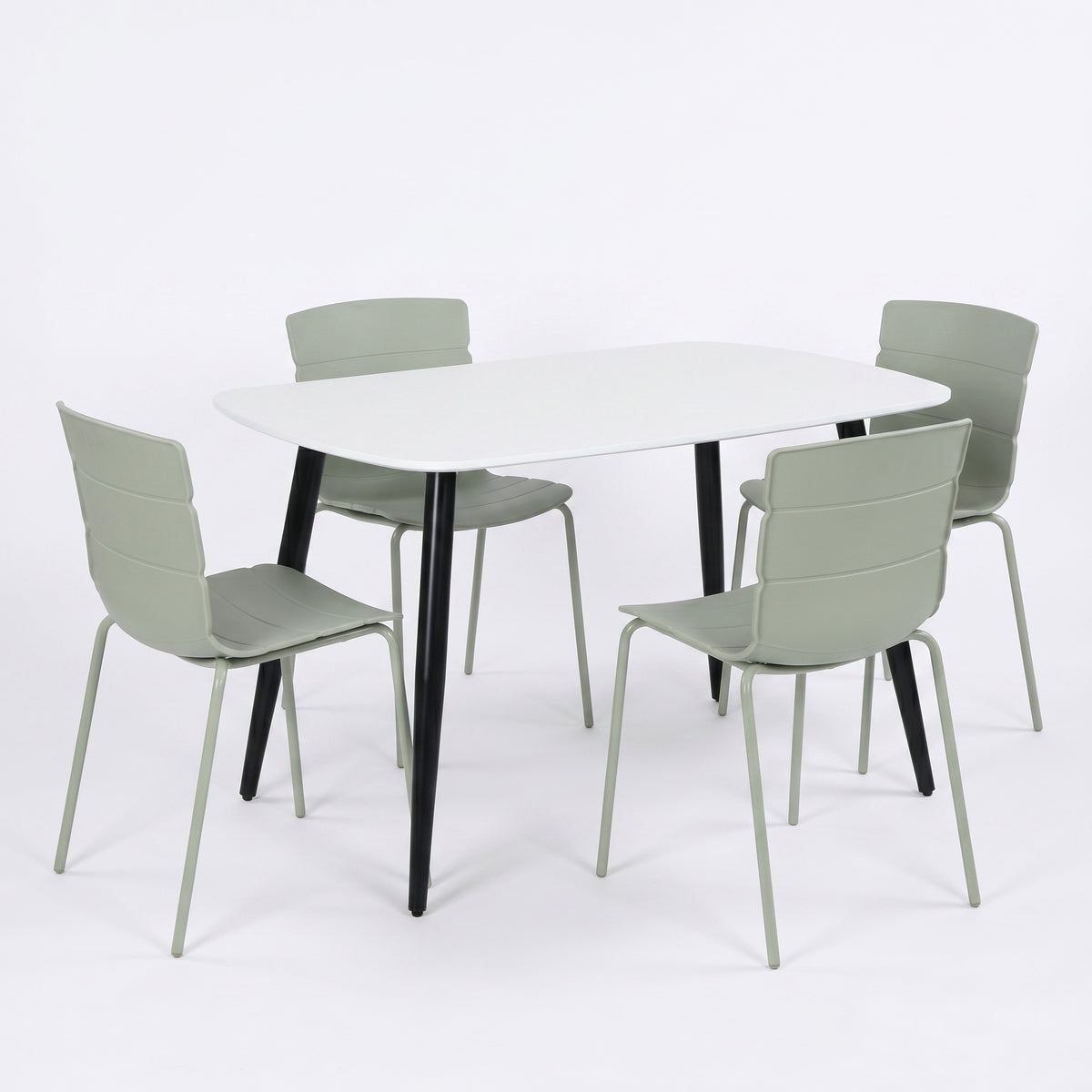 Aspen - White Rectangular Table & 4 Bali Sage Green Chairs (Self Assembly) (DHD) Image 1