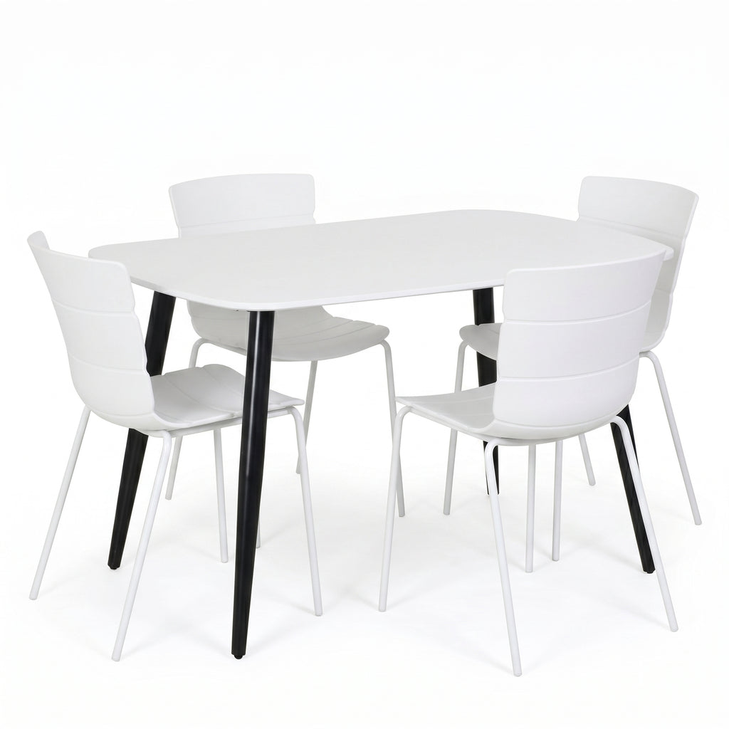 Aspen - White Rectangular Table & 4 Bali White Chairs (Self Assembly) (DHD) Image 1