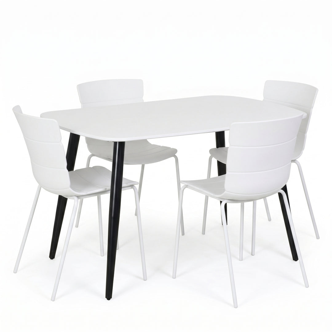 Aspen - White Rectangular Table & 4 Bali White Chairs (Self Assembly) (DHD) Image 1