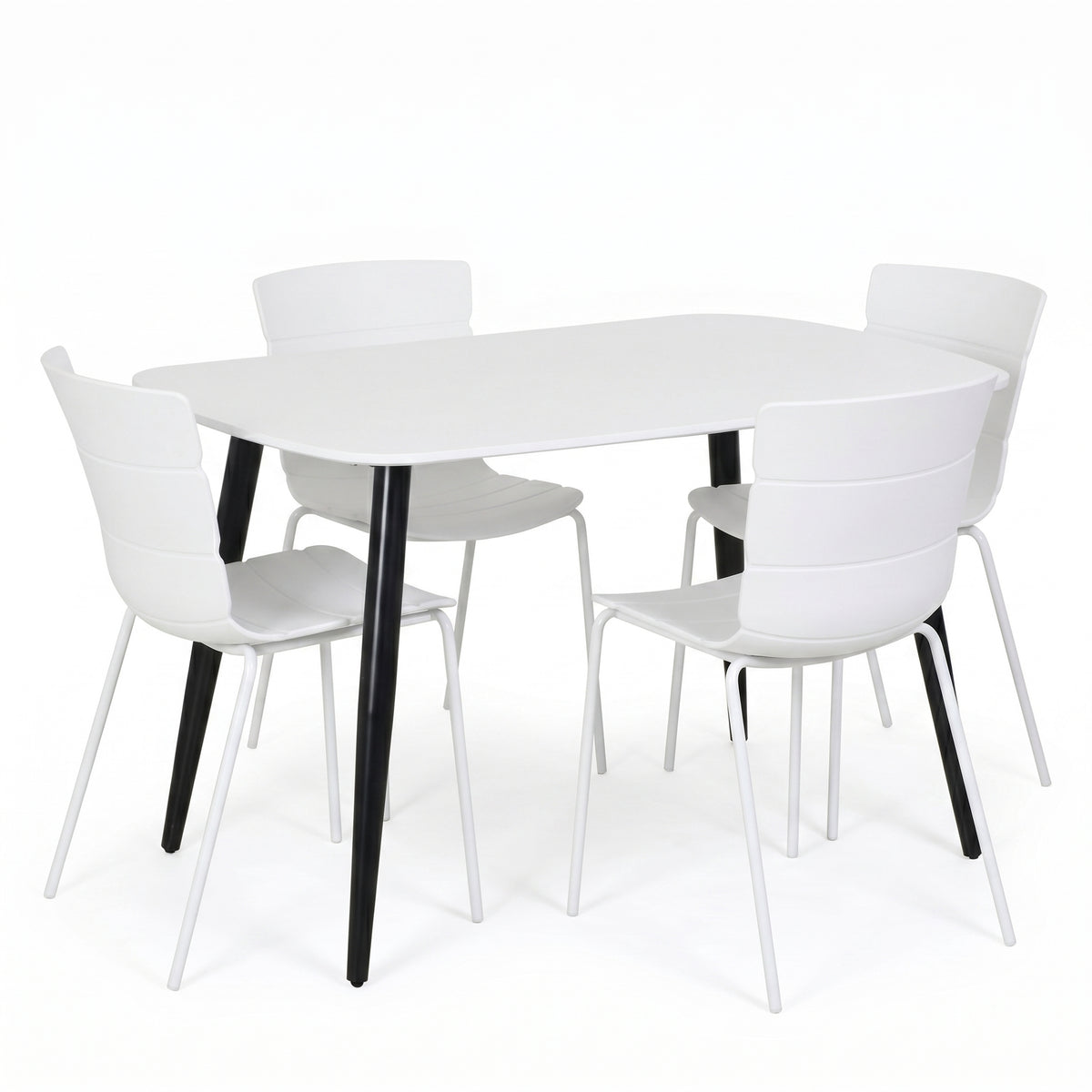 Aspen - White Rectangular Table & 4 Bali White Chairs (Self Assembly) (DHD) Image 1