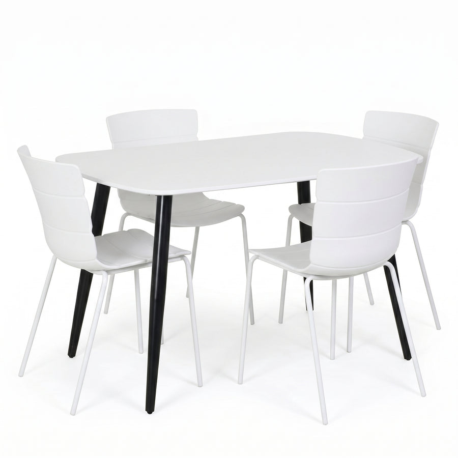 Aspen - White Rectangular Table & 4 Bali White Chairs (Self Assembly) (DHD) Image 1