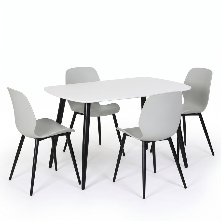 Aspen - White Rectangular Table & 4 Carnaby Light Grey Chairs (Self Assembly) (DHD) Image 1