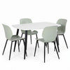 Aspen - White Rectangular Table & 4 Carnaby Sage Green Chairs (Self Assembly) (DHD) Image 1