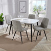 Aspen - White Rectangular Table & 4 Diamond Stitch Light Grey Cord Fabric Chairs (Self Assembly) (DHD) Image 1