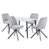 Aspen - White Rectangular Table & 4 Swivel Light Grey Cord Fabric Chairs (Self Assembly) (DHD) Image 1