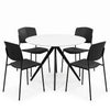 Aspen - White Round Table & 4 Academy Black Chairs (Self Assembly) (DHD) Image 1