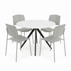 Aspen - White Round Table & 4 Academy Light Grey Chairs (Self Assembly) (DHD) Image 1